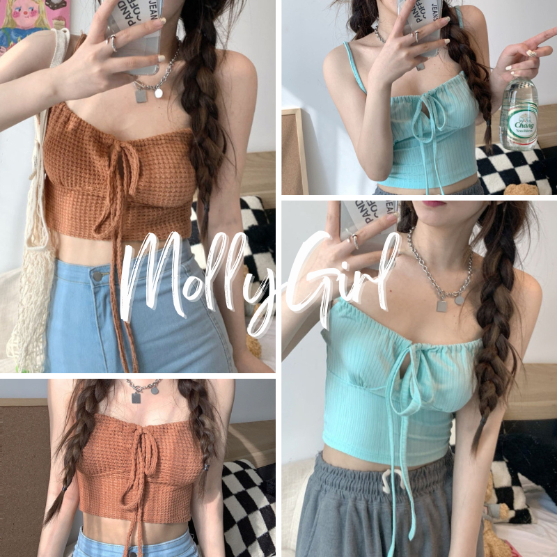 Mollygirl เสื้อสายเดี่ยว มีเชือกผูกตรงกลาง