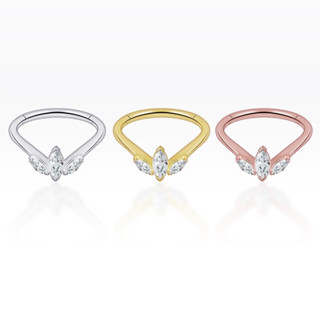 PiercingRoomByJay, Triple Marquise CZ Clicker Hoop ห่วงเพชรมาคี เงินแท้