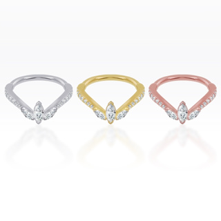 PiercingRoomByJay, Triple Marquise Eternity CZ Clicker Hoop ห่วงเพชรมาคี เงินแท้