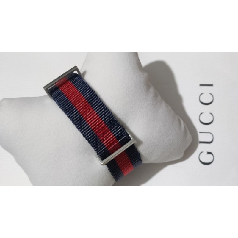 GUCCI 🔴 สายนาฬิกาผ้าไนล่อน น้ำเงิน/แดง นำเข้าแท้