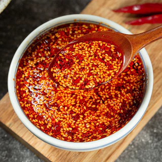 🌶️น้ำพริกหนุ่มจีน น้ำพริกเสฉวน พริกปรุงรส หอม อร่อย 230g 油泼辣子
