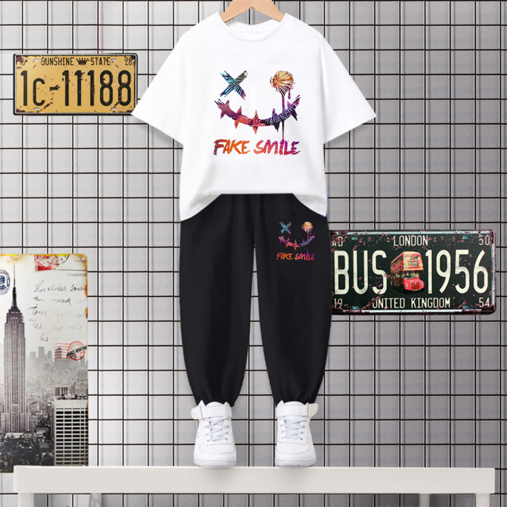 #H442+K442B*พร้อมส่งจากไทย*ชุดเซ็ทเด็กเสื้อยืด+กางเกงขายาว ใส่ได้ทั้งเด็กชายและเด็กหญิง มี7สีหลายไซส