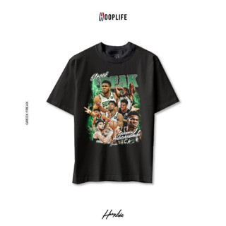 เสื้อยืดแฟชั่น เสื้อยืดแนวสตรีท  HoopLife Greek Freak Vintage Oversize Tee Bootleg Collection V.2