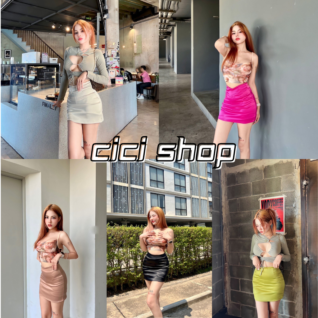 Cicishop(2305)กระโปรงทรงเอ เอวสูงซิปหลังมีซับในเนื้อผ้าดีย์ยืดได้ใส่ทำงาน ใส่เที่ยว สวยแมทซ์ง่าย วันสงกรานต์ต้องมี