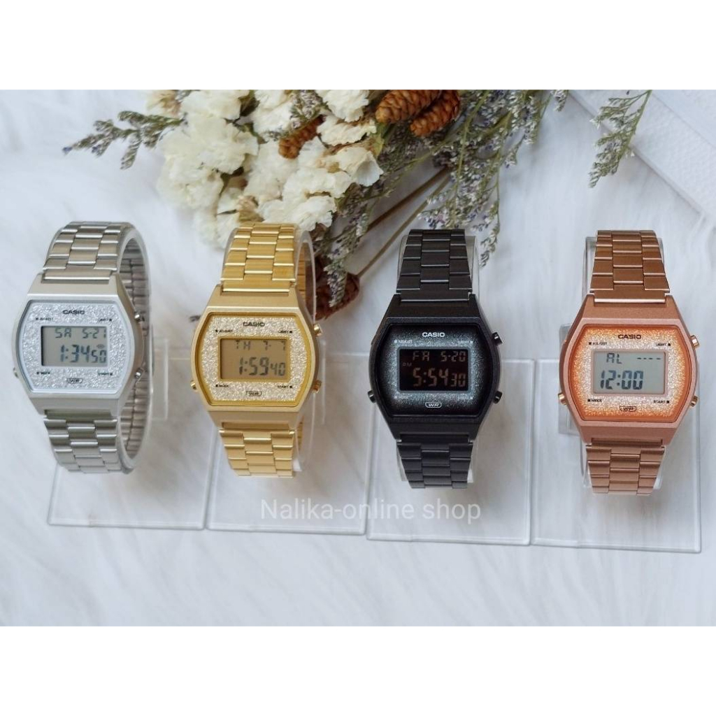 นาฬิกา Casio รุ่น B640WCG-5,B640WGG-9,B640WBG-1,B640WDG-7หน้าปัดกลิตเตอร์ สายแสตนเลส - ของแท้ 100% ร