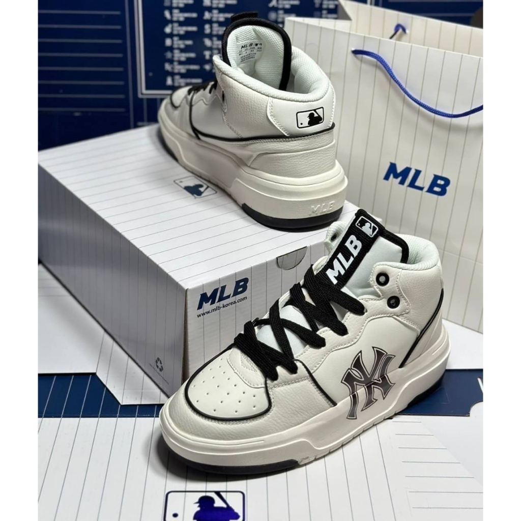 MLB  NY รองเท้าผ้าใบผูกเชือกแบบหุ้มข้อพร้อมกล่อง