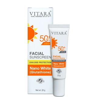 VITARA FACIAL SUNSCREEN SPF50+ PA++++ ครีมกันแดดผสมกลูตาไธโอน สำหรับผู้มีปัญหาฝ้า และผิวหน้าหมองคล้ำ