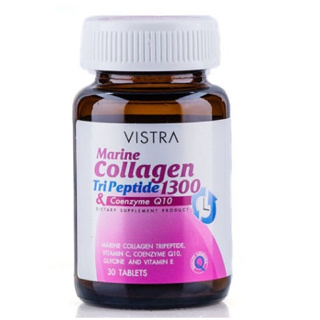 VISTRA Marine Collagen TriPeptide 1300 mg.&amp; CO-Q10 (30 เม็ด) ช่วยให้ผิวสดชื่น คืนความอ่อนเยาว์