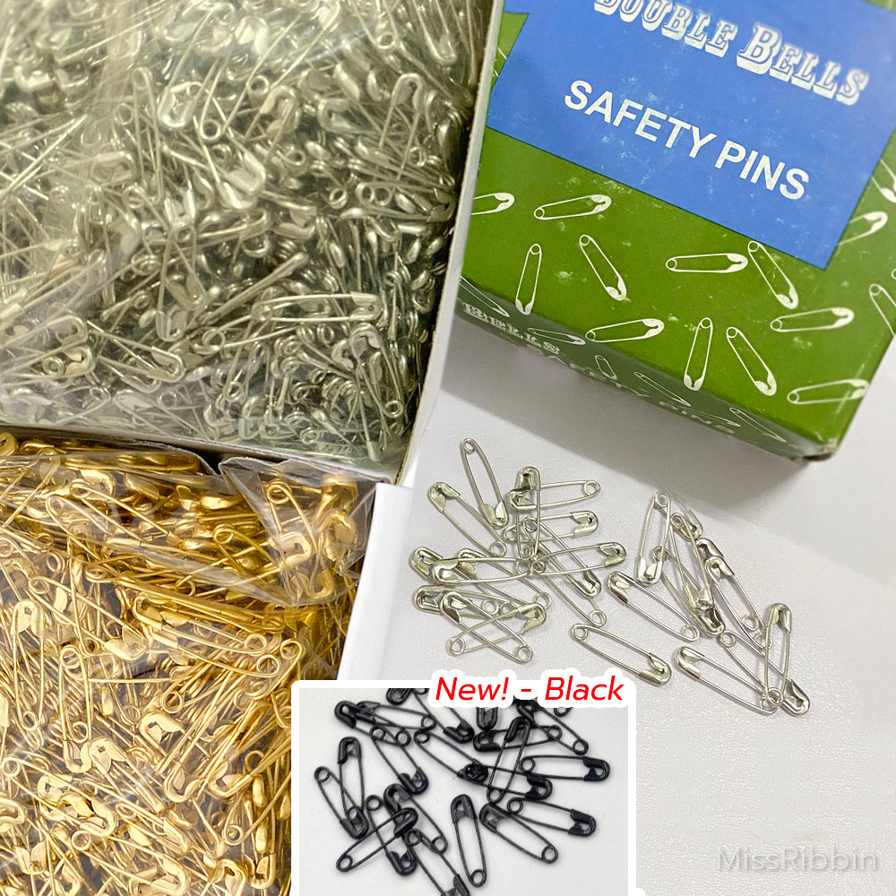 Missribbinเข็มกลัดซ่อนปลาย 2ซม สีเงิน-ทอง ดำ [เบอร์000] (ยกกล่อง 1,500ชิ้น)  เข็มกลัดห้อยป้ายแท็กติดเสื้อ