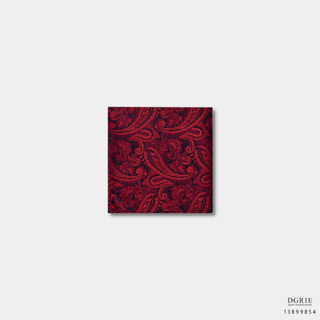 Red Paisley Navy Pocket Square-ผ้าเช็ดหน้ากรมลายลูกน้ำสีแดง