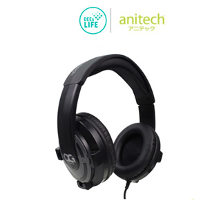 Anitech หูฟังเกมส์มิ่ง ระบบสเตอริโอ สายถักไนลอน รุ่น AK73-DS - สีดำ/บรอนซ์เทาดำ รับประกัน 2 ปี