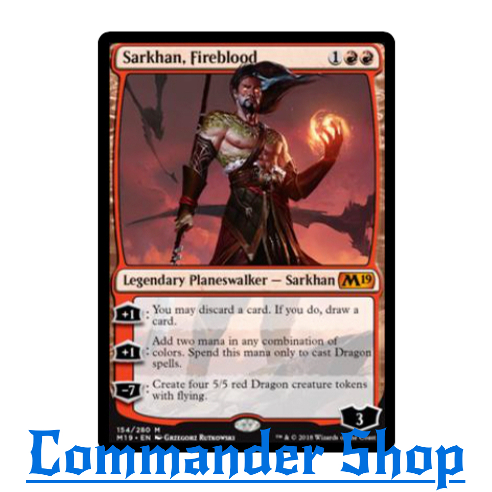 Sarkhan, Fireblood (Legendary Planeswalker - Sarkhan) Red Mv3 ให้สี Red Discard Draw การ์ดเกม Magic 