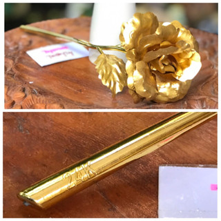 มือสอง ดอกกุหลาบเคลือบทอง 24K (ตอกเลขที่ปลายก้านดอก) Rose 24k gold leaf art ดูสวย เลอค่า เหนือกาลเวลา