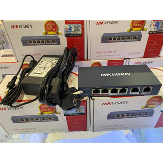 ถูกที่สุด!Hikvision สวิตซ์ รุ่น DS-3E0106HP-E 4 Port Fast Ethernet Unmanaged POE