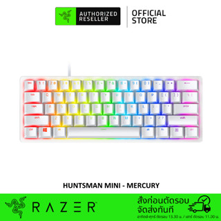 Razer Huntsman Mini Mercury White - 60% Gaming Mechanical Keyboard [Clicky/Linear Optical Switches] (คีย์บอร์ด)