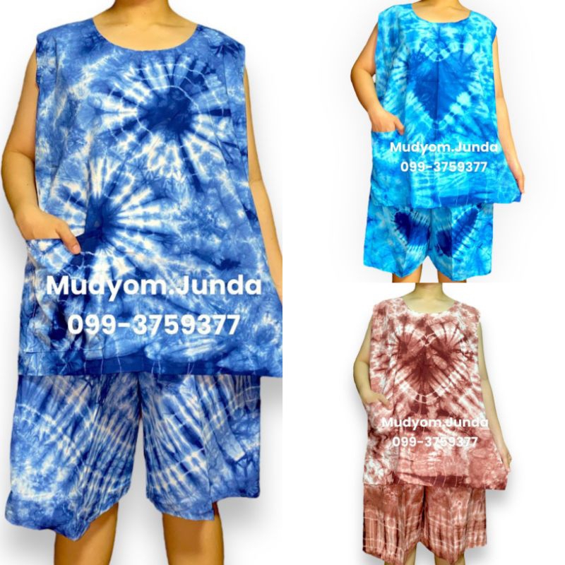 ชุดคุณแม่ ชุดมัดย้อม​ พร้อมส่ง  เสื้อยืดมัดย้อม   ผ้าเย็นใส่สบายไม่ร้อน