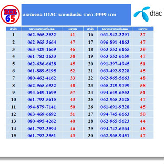 เบอร์มงคล dtac ราคาโดนใจ 3,999 บาท