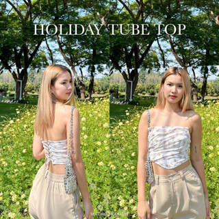 SOMEDAY : HOLIDAY TUBE TOP | เสื้อเกาะอกลายดอกไม้ ผูกหลังสุดคิ้วท์