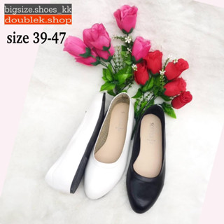 size 39-47 … คัทชูส้นแบน หนังเรียบ สีดำ ขาว (จัดส่ง 3-5 วัน)