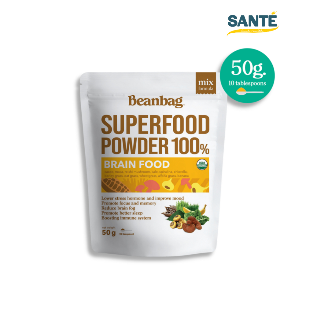 Beanbag Superfood Powder Organic Brain food ผงผักและผลไม้รวม ออร์แกนิก สูตรบำรุงสมองและระบบประสาท 50g.