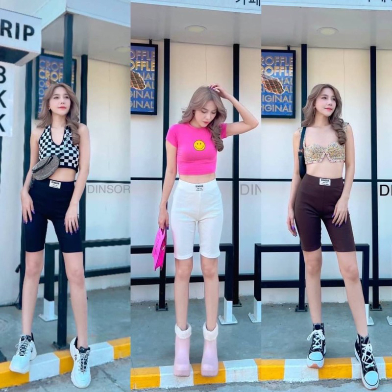 No78 กางเกงไบเกอร์ ติด tag สุดฮิต เลกกิ้งขาสั้น ผ้าร่องเล็ก มีไซส์S, XL,2XL สาวอวบ