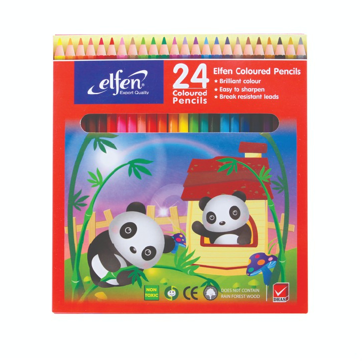 Elfen สีไม้ ดินสอสีไม้ แท่งยาว 24 สี จำนวน 1 กล่อง [S24]
