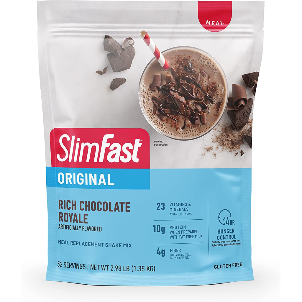SlimFast Meal Replacement Powder, Original Rich Chocolate Royale, Weight Loss Shake Mix, 10g of Protein, 52 Servings (Pa