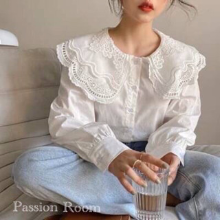 lace collar shirt สวยน่ารักต้งมีเลยคร่างานเกาหลีนำเข้าคุณภาพเกินราคาว๊ากๆ