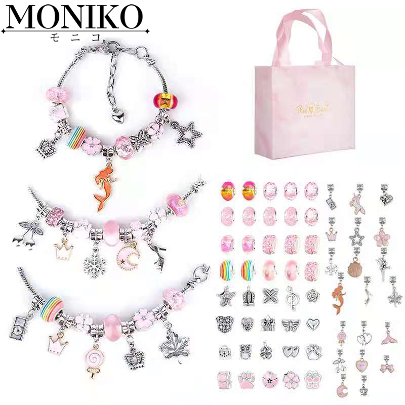MONIKO สร้อยข้อมือลูกปัด DIY ชุดกล่องของขวัญเครื่องประดับสร้อยข้อมือแฮนด์เมด Barcelet DIY