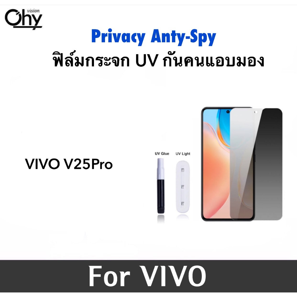 UV Privacy ฟิล์มกระจก กาวยูวี กันมอง VIVO V25Pro Temperedglass Anty-Spy ความเป็นส่วนตัว