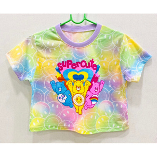 🥳รับสงกรานต์ เสื้อมัดย้อมแคร์แบร์ เสื้อครอป เสื้อยืดหมีcarebears 🧸❤️🌈