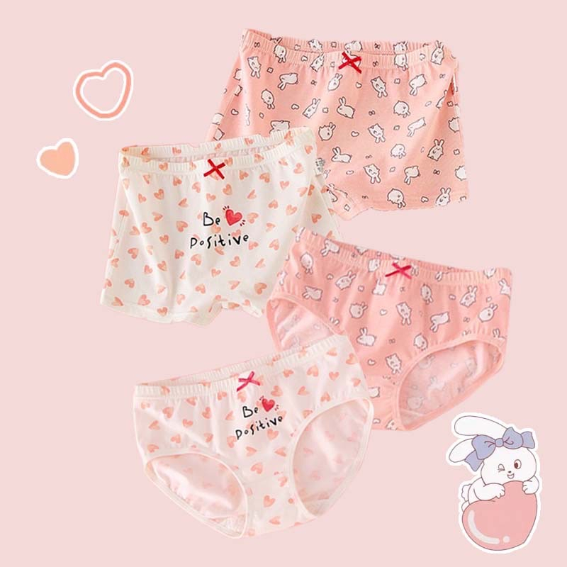 PRETTY BABY พร้อมส่ง กางเกงในเด็กหญิง เเพค2ตัวลวดลายน่ารักผ้าฝ้ายสวมใส่สบาย สำหรับเด็กผู้หญิง(000)
