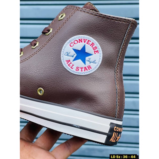 Converse All Star Hi Leather (size36-44) หนัง สีน้ำตาล