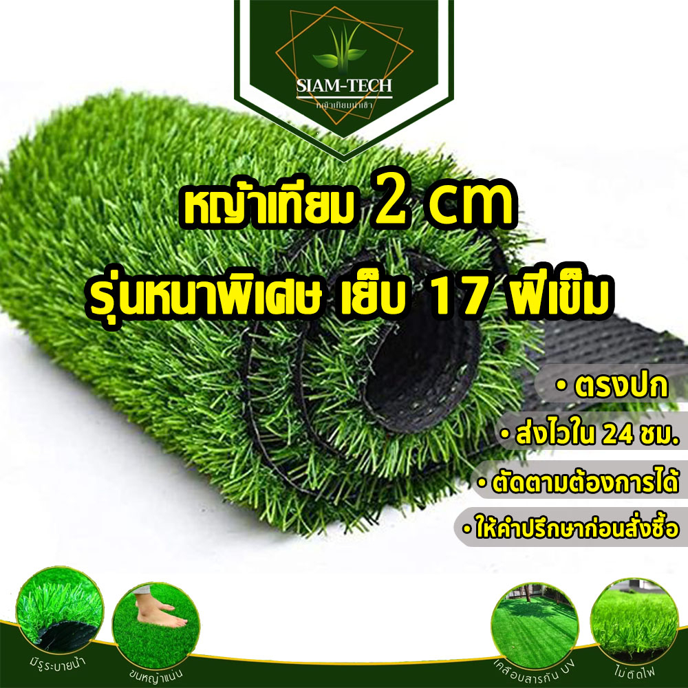 (แบบแบ่งตัด) หญ้าเทียม 2 cm pm ทอหนาแน่น ขนาด 2-10 ตรม. ตกแต่งบ้านสวนโรงรถ คาเฟ่ ร้านอาหารให้สวยดูดี