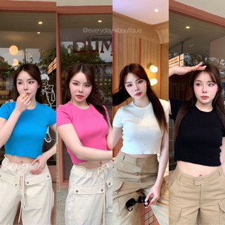 “Basic knitting top”(320฿ฟรีส่ง) เสื้อไหมพรมแขนสั้น ผ้าร่อง ทรงครอป งานสวยมากกกก เนื้อนุ่มมากๆ ผ้าร่อง valen