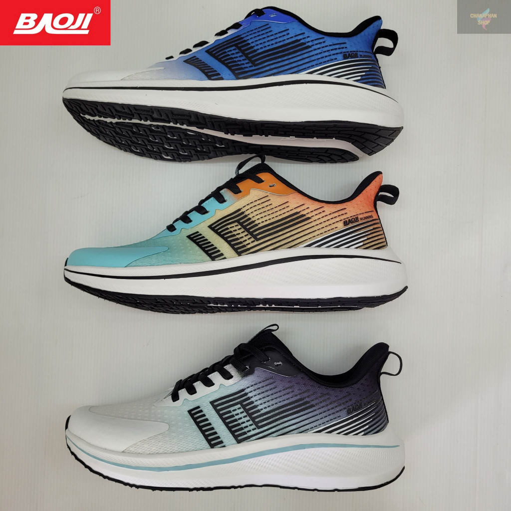 BAOJI ของแท้ 100% รองเท้าผ้าใบชาย รองเท้าออกกำลังกาย รุ่น BJM769 สีฟ้าส้ม/สีขาวดำ/สีขาวน้ำเงิน SIZE 41-45