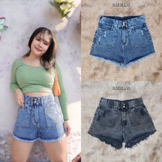 🔥 Bigszie 2xl-7xl : กางเกงขาสั้น สาวอวบไซส์ใหญ่ เอวสูง งานฟอกกระดุม 2 เม็ด