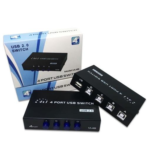 Printer Switch,4 Port USB 2.0 Manual Printer Scanner Sharing Switch Hub 4 PC to 1 Splitter Adapter,4