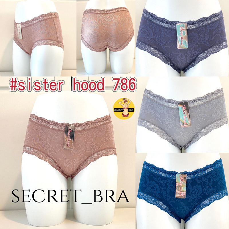 กางเกงในผู้หญิง sister hood 786 เอวกลางผ้าลื่น ขอบลูกไม้ ลายดอกไม้