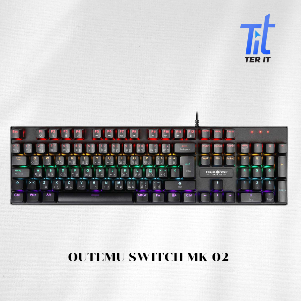 TSUNAMI คีย์บอร์ดเล่นเกม Outemu MK-02 Pro 104Keys Mechanical Keyboard Youth Black , Youth Black,Red 