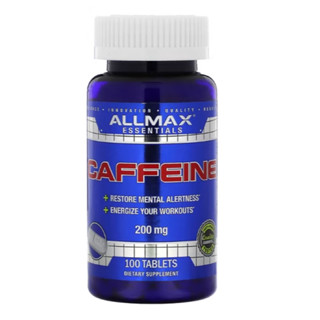 [ของแท้ ตรงปก]คาเฟอีนเข้มข้น 200 มก ALLMAX Nutrition Caffeine 200 mg 100 Tablet กระตุ้นระบเผาผลาญ ลดความเหนื่อยล้า