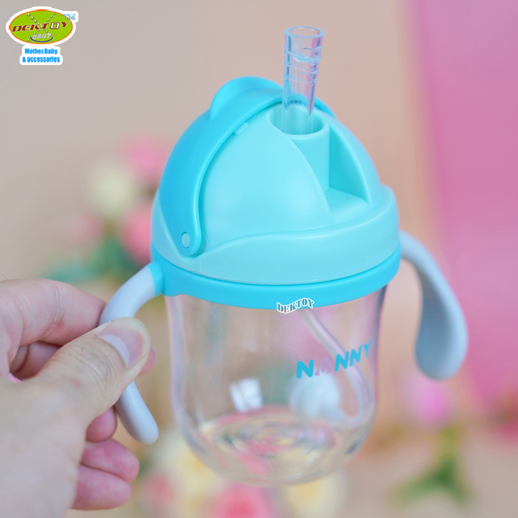 Nanny แก้วหัดดื่ม Tritan ขนาด 7 ออนซ์ 220 มล. พร้อมหลอด/พร้อมจุก ดื่มได้ 360 องศา ทนทานมาก - รูปที่ 3