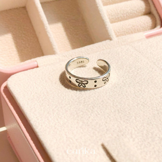 (กรอกโค้ด GG24P ลด 65.-) earika.earrings - mariposa flat ring แหวนเรียบหนาลายผีเสื้อเงินแท้ ฟรีไซส์ปรับขนาดได้