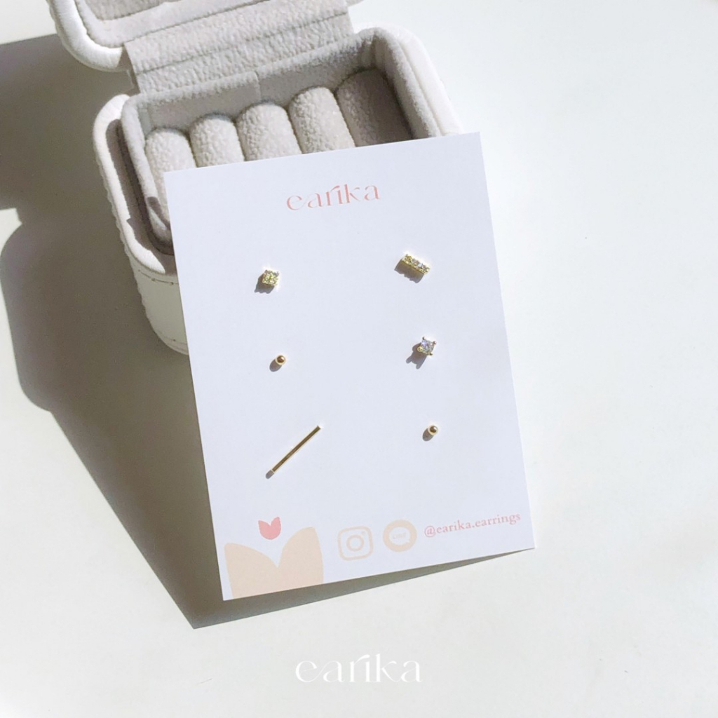 earika.earrings - gold daily mix set เซ็ตต่างหูสีทองก้านเงินแท้ชุบทอง ผิวแพ้ง่ายใส่ได้