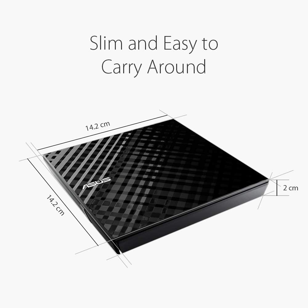 DVD External (เครื่องอ่าน-เขียนดีวีดีพกพา) ASUS SDRW-08D2S-U LITE (90-DQ0435-UA337KZ) BLACK
