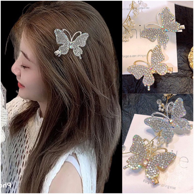 กิ๊บติดผีเสื้อประดับเพชรหรูหรา ส่งจาก   (ราคาต่อชิ้น)  งานเพชรวิ้งๆระยิบระยับ✨ จัดส่งเร็ว1-2วันถึง