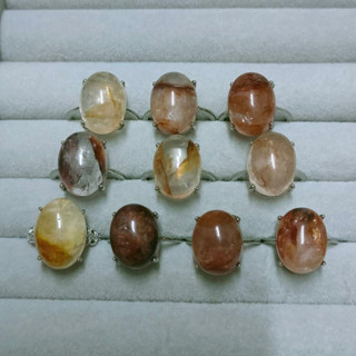 แหวนหิน Fire quartz ตัวเรือนโลหะ ฟรีไซส์