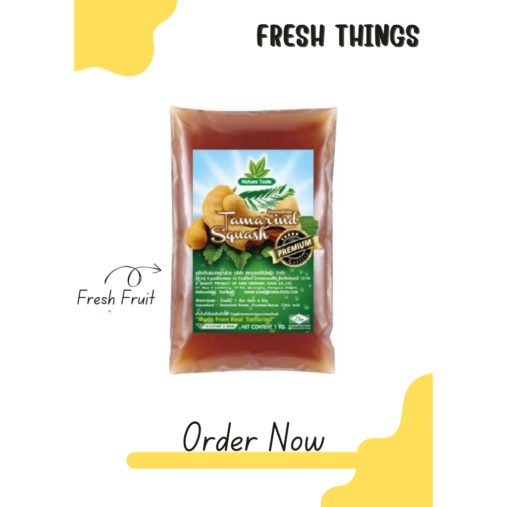 น้ำมะขามเข้มข้น Nature Taste ผสมผลไม้จริง แบบถุงเติม ขนาด 1 กิโลกรัม