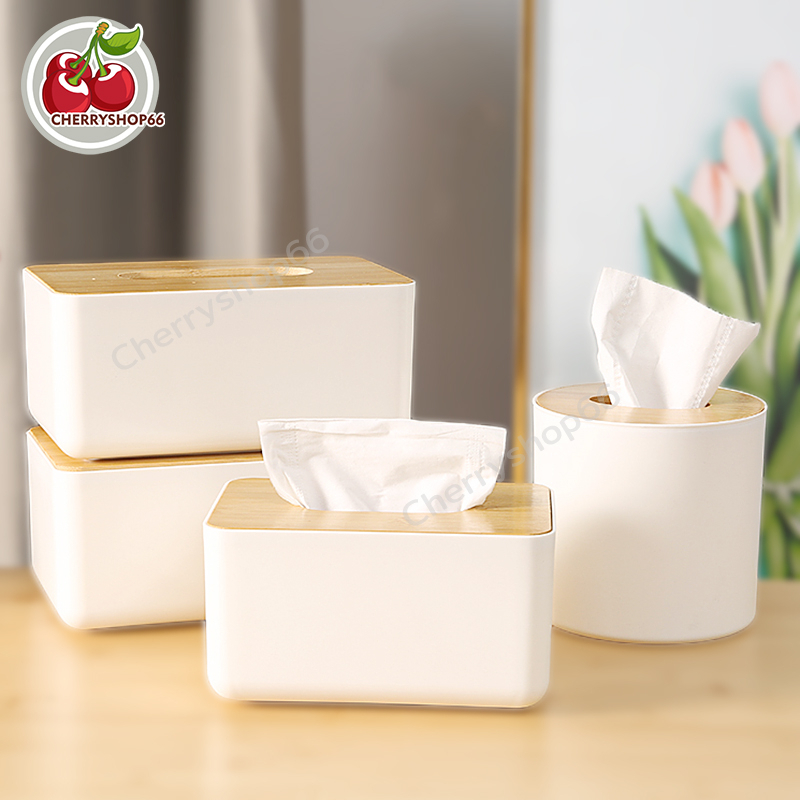 กล่องใส่ทิชชู่ กล่องใส่กระดาษทิชชู ฝาไม้ ที่ใส่ทิชชู่ กล่องทิชชู่ยาว ecoco กันฝุ่น
