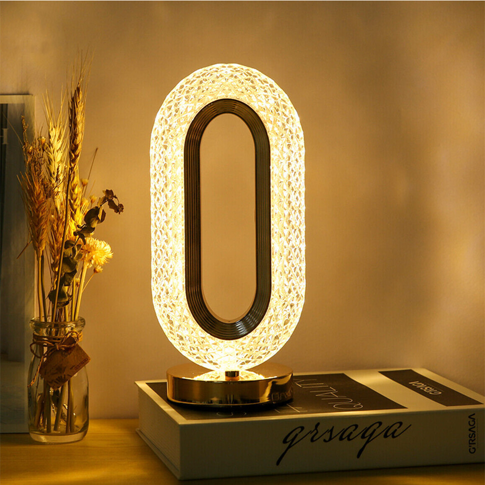 โคมไฟตั้งโต๊ะ LED คริสตัล 3 สี หรี่แสงได้ ชาร์จไร้สาย ชาร์จ USB DC 5V สําหรับตกแต่งบาร์ ออฟฟิศ อ่านหนังสือ ข้างเตียง 1 ช